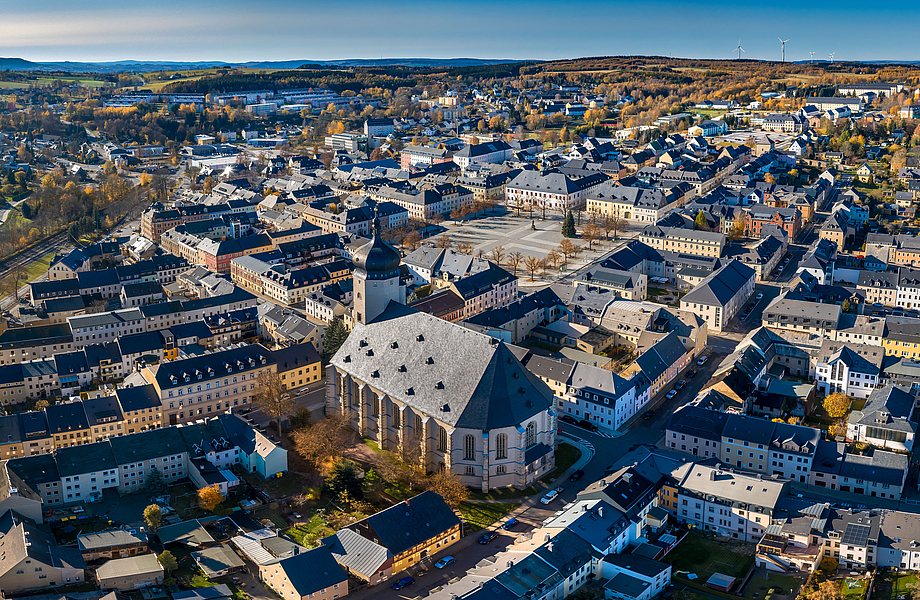 Luftbild Marienberg mit Kirche