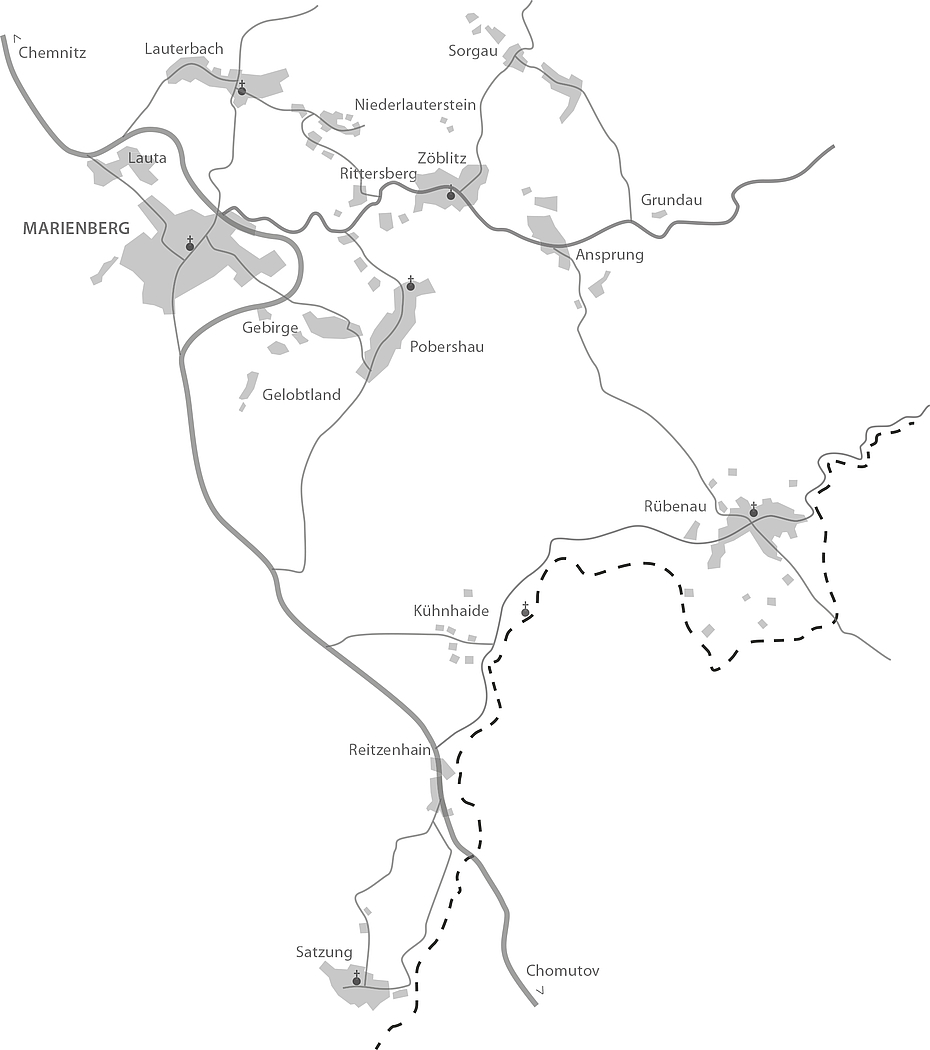 Karte Marienberg mit Ortsteile