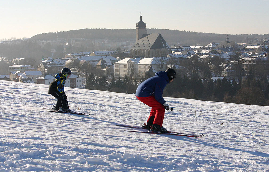 Skifahrer auf dem Galgenberg