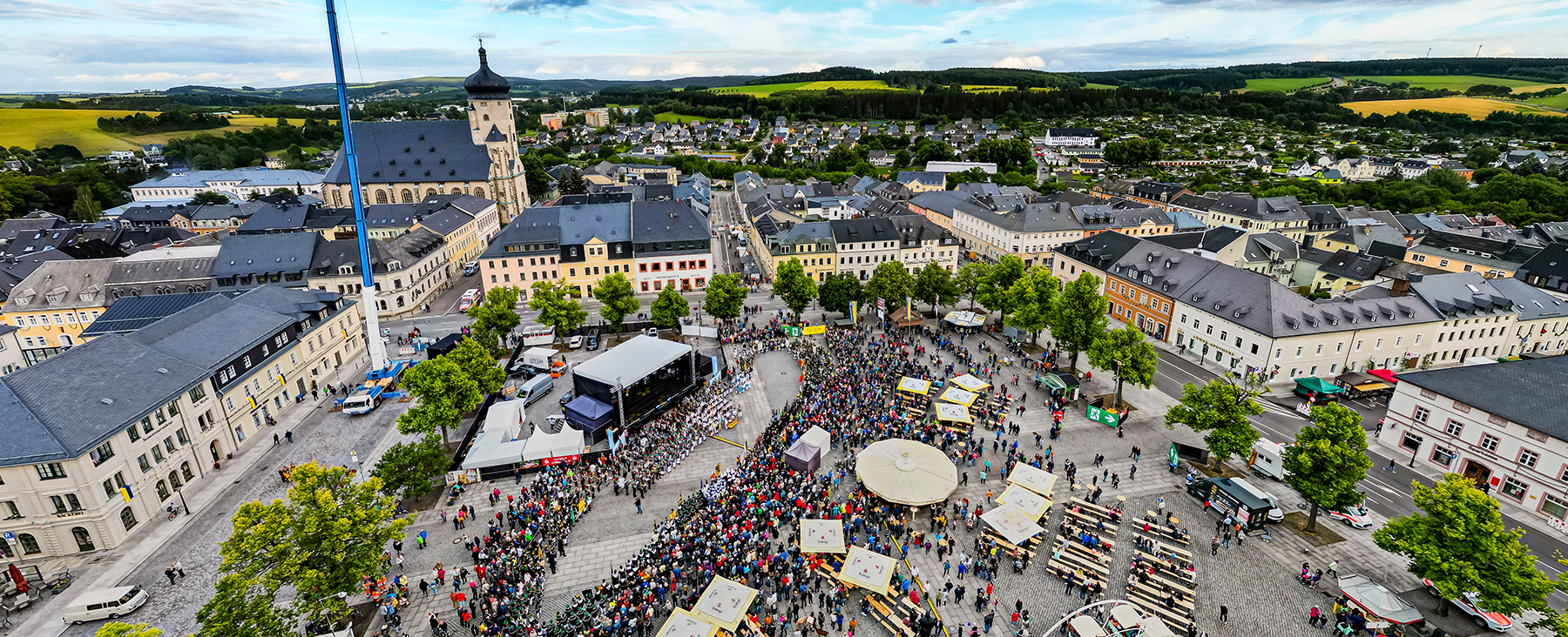Blick auf Marktplatz zum 500-jährigen Stadtjubiläum